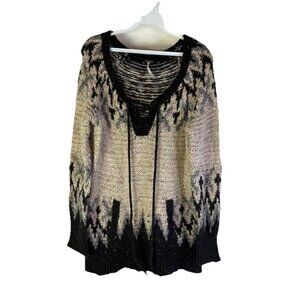 Free People Love Bug Fair Isle Nordic Lace Up Sweater